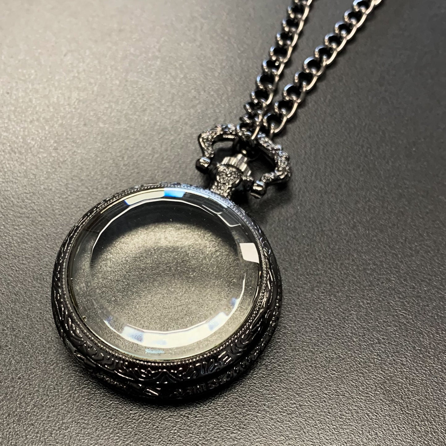 Time to Roll - Gunmetal Pocket Watch Shell with Micro Polyhedral Dice Set (~5mm)