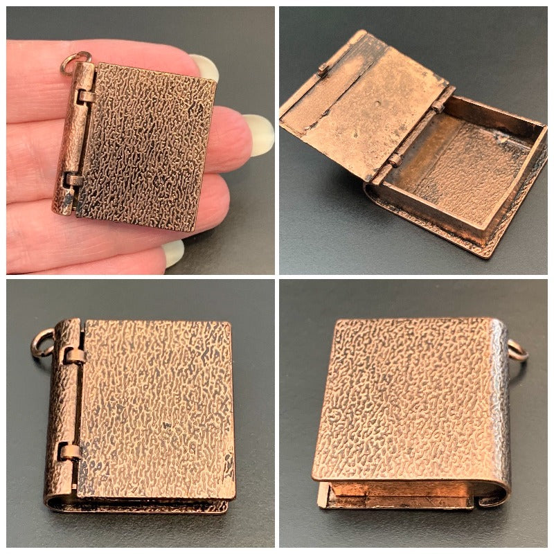 Locket Style Book Pendant with 6 Metal D6 Micro Dice