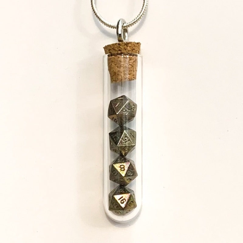 Tiny Test Tube Dice Necklace - Micro D20s
