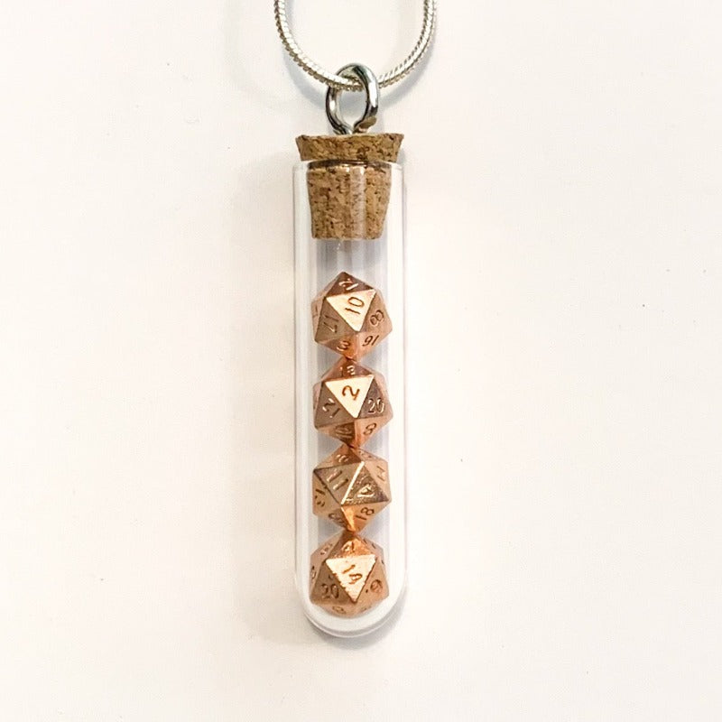 Tiny Test Tube Dice Necklace - Micro D20s