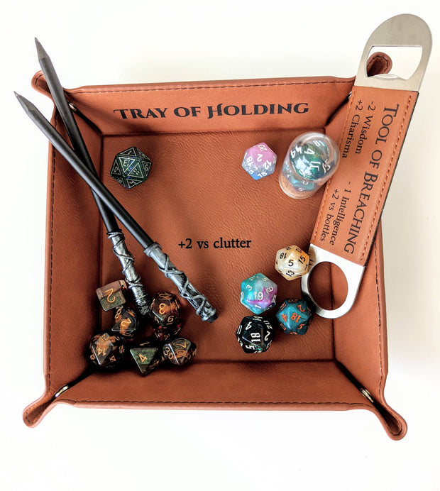 Tray of Holding Vegan Leather Catchall and Rolling Tray