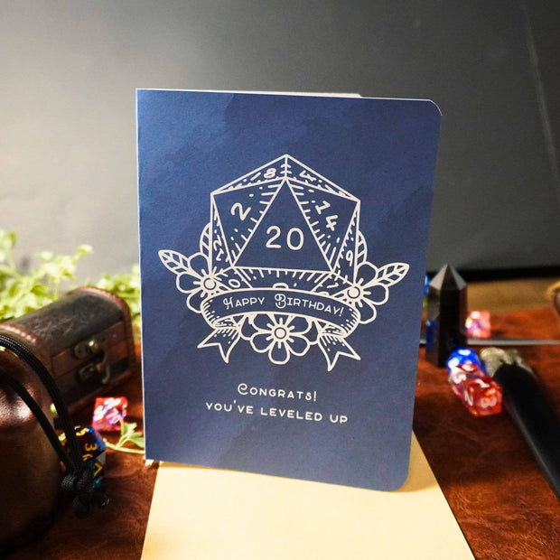 D20 Leveled Up Birthday Card