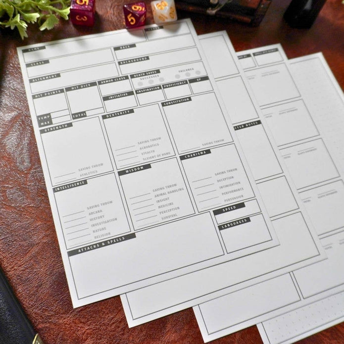 Mini 5e DnD Character Sheets