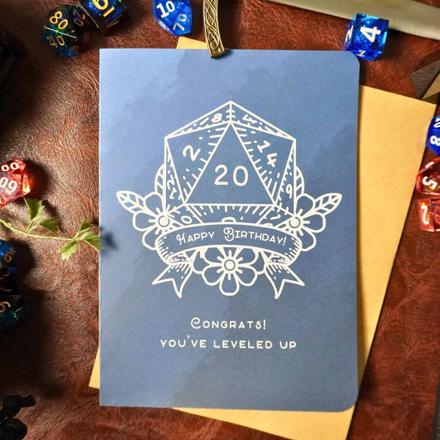 D20 Leveled Up Birthday Card