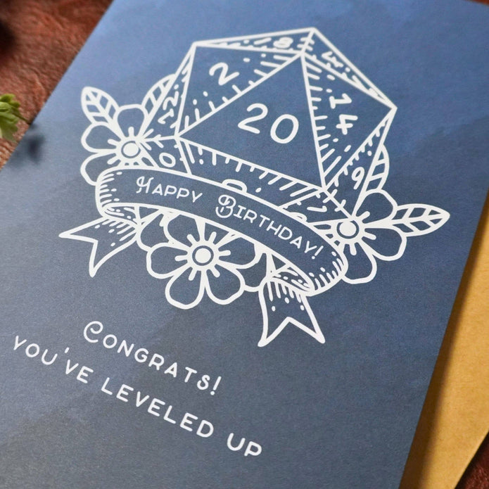 D20 Leveled Up Birthday Card
