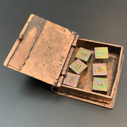Locket Style Book Pendant with 6 Metal D6 Micro Dice