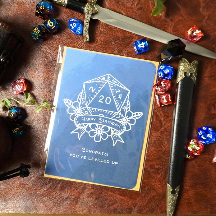 D20 Leveled Up Birthday Card