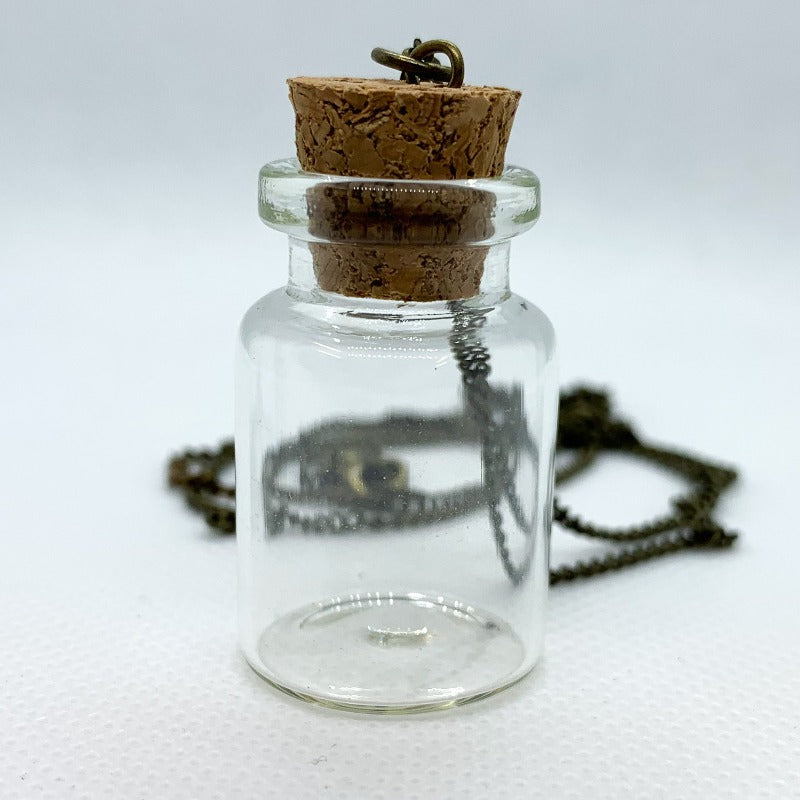Glass Jar Pendant with Metal Micro Dice Set