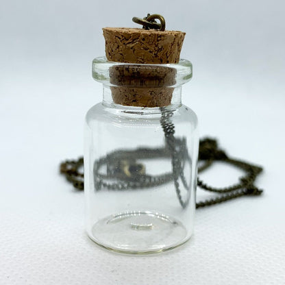Glass Jar Pendant with Metal Micro Dice Set