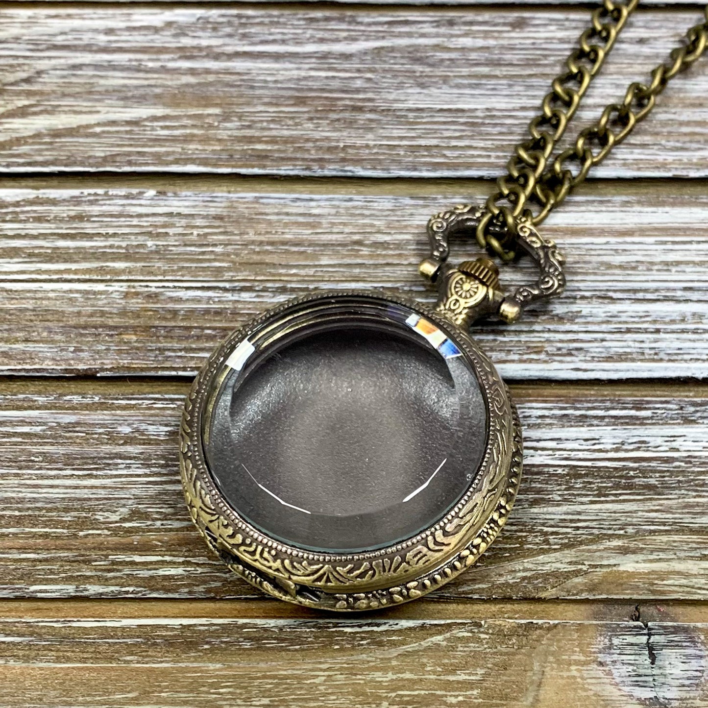 Time to Roll - Gold Pocket Watch Shell with Micro Polyhedral Dice Set (~5mm)