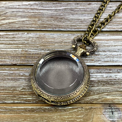 Time to Roll - Gold Pocket Watch Shell with Micro Polyhedral Dice Set (~5mm)
