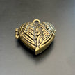 Antique Gold Heart Wings Locket with Metal Micro Dice Set