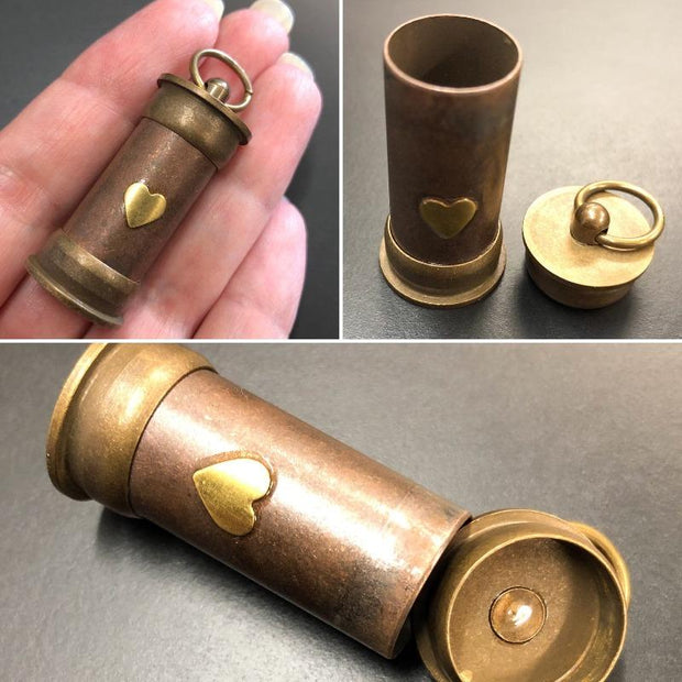 Steampunk Heart Vial with Metal Micro Dice Set