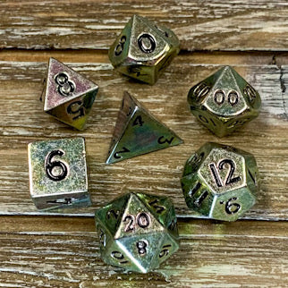 Mini Iridescent Rainbow Metal Dice Set