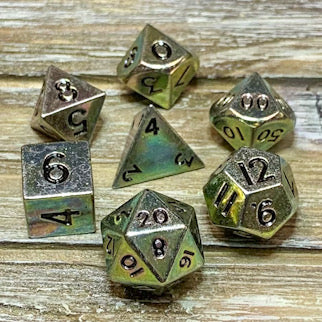 Mini Iridescent Rainbow Metal Dice Set