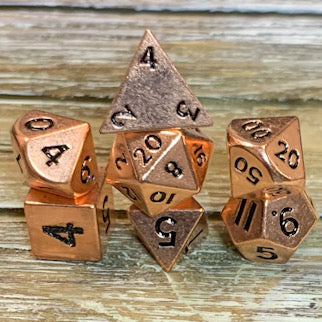 Mini Rose Gold Metal Dice Set