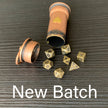 Steampunk Heart Vial with Metal Micro Dice Set