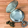 Silver Steampunk Style Pocket Watch Shell with Metal Micro Dice Set
