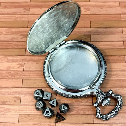 Dragon Pocket Watch Shell with Metal Micro Dice Set