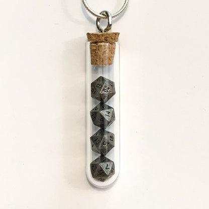 Tiny Test Tube Dice Necklace - Micro D20s