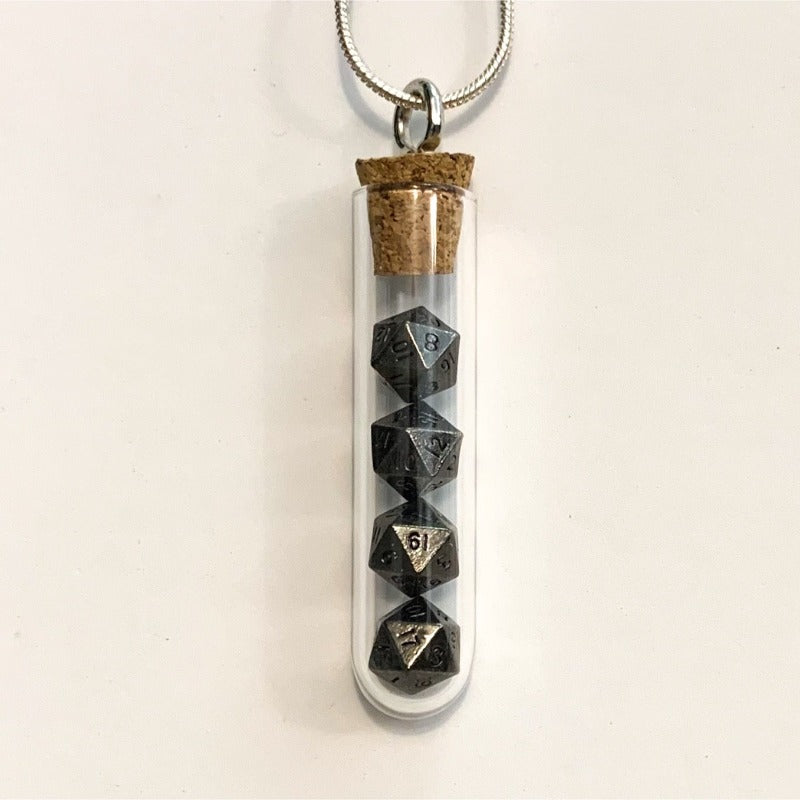 Tiny Test Tube Dice Necklace - Micro D20s