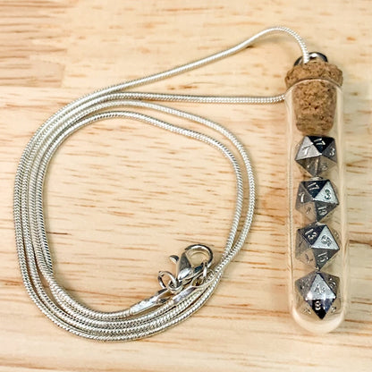 Tiny Test Tube Dice Necklace - Micro D20s