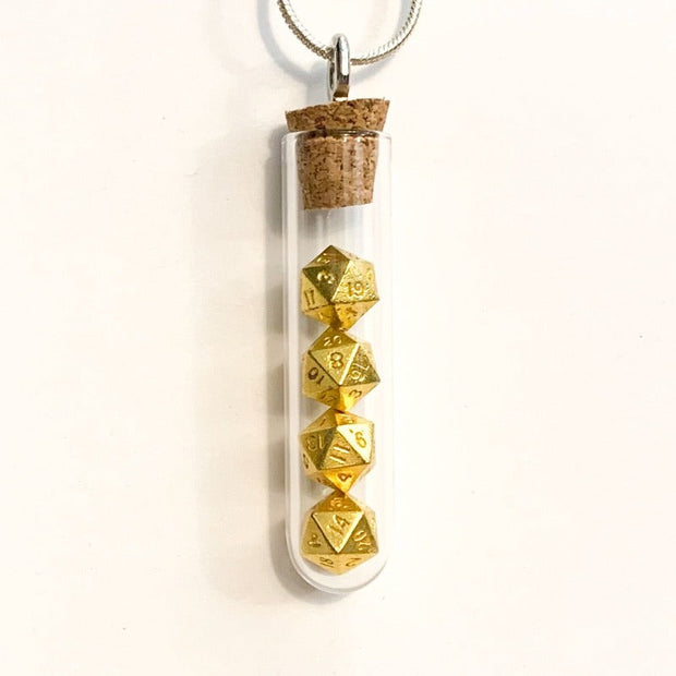 Tiny Test Tube Dice Necklace - Micro D20s