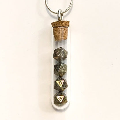 Tiny Test Tube Dice Necklace - Micro D20s